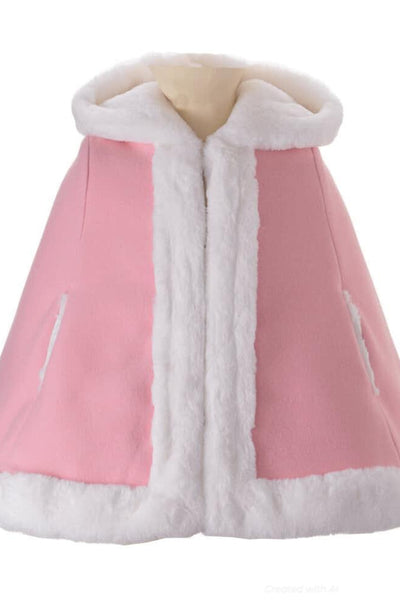 Faux Fur Trim Cape - Pink - 2y - Jacket