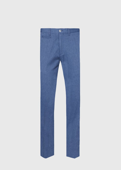 Cotton Plain Front Dress Trouser - Blue