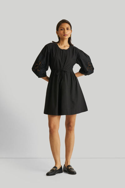Shirt Dress With Balloon Sleeves - Black