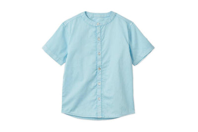 Short Sleeve Organic Cotton Woven Shirt - Sky Blue