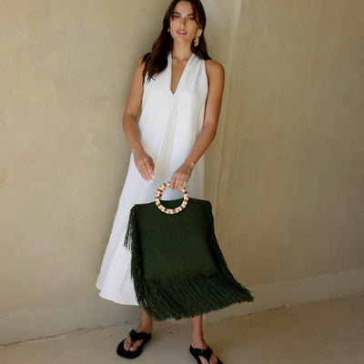 Fringe Werregue Bag - Green Olive - One Size - Tote