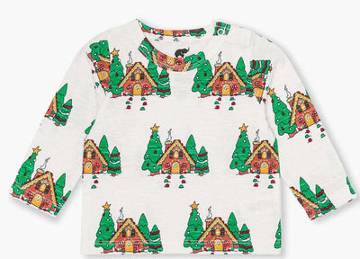 Long Sleeve Slub Jersey Crewneck Tee - Gingerbread House