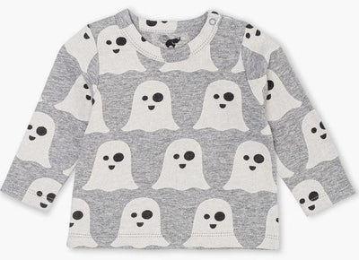 Long Sleeve Slub Jersey Crewneck Tee - Halloween Ghost - 12-18m - T-shirt