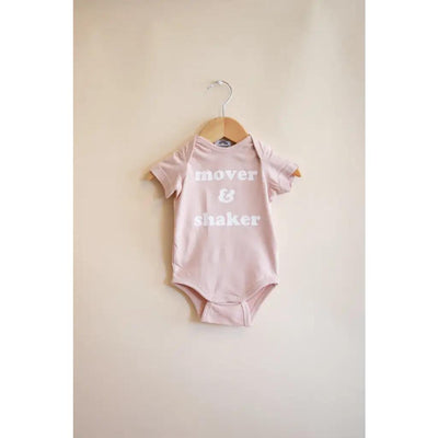 Mover & Shaker Organic Cotton Baby Bodysuit - Rose Dust