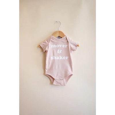 Mover & Shaker Organic Cotton Baby Bodysuit - Rose Dust