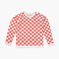 Adult Printed Crewneck Sweatshirt - Red Check
