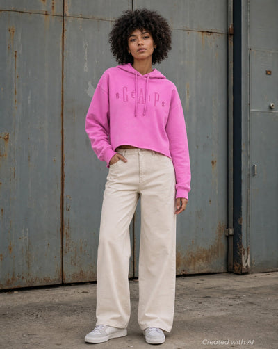 GAP × BÉIS Oversized Crop Hoodie - Pink - Hoodie