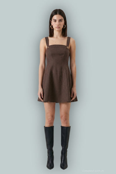 GAP x Cult Gaia Wool Mini Dress - Woodsy Brown - Dresses