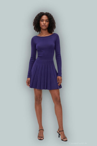 GapStudio Boatneck Pleated Mini Dress - Twilight Navy - Dresses