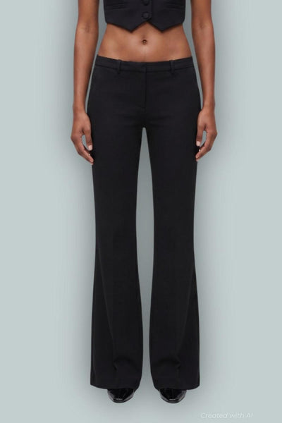 GapStudio Low Rise Double Knit Flare Pants - True Black - Pants