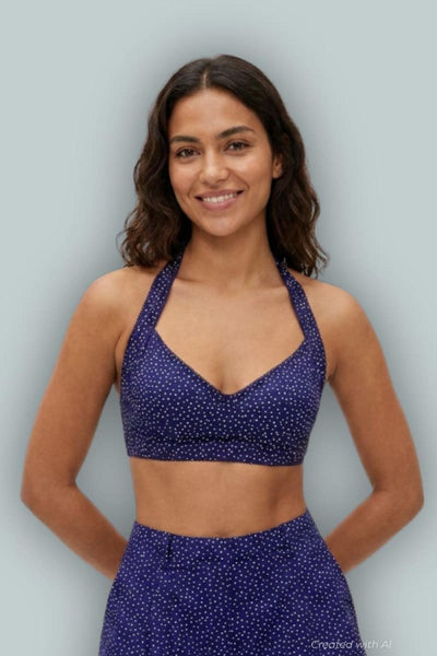 GapStudio Poplin Bralette - Navy Blue Dot - XXS - Bra Top