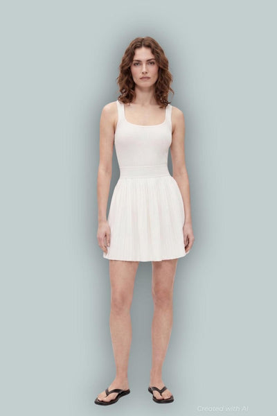 GapStudio Rib Pleated Mini Dress - New Off White - Dresses