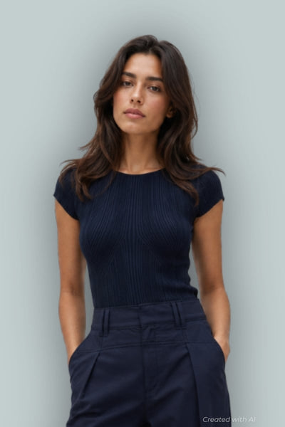 GapStudio Rib T-Shirt - New Classic Navy - T-shirt