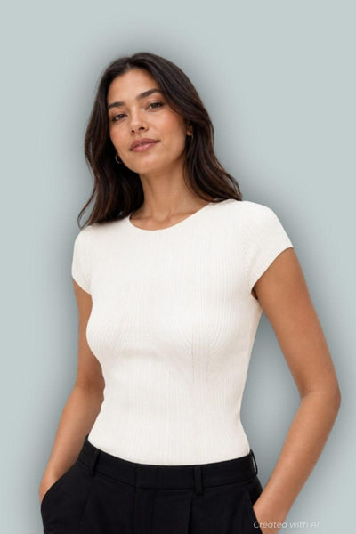 GapStudio Rib T-Shirt - New Off White - T-shirt