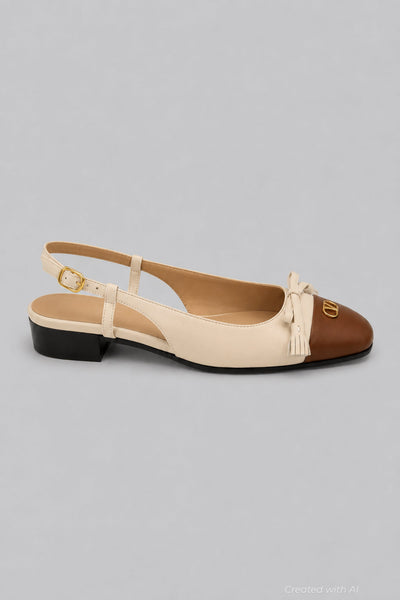 Garavani Vlogo Valet Du Roi Slingback Ballerina Flats - Tobacco - EU 38 / US 8 - Pumps