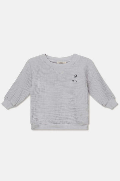Gauze embroidered baby shirt - Soft grey - Shirt