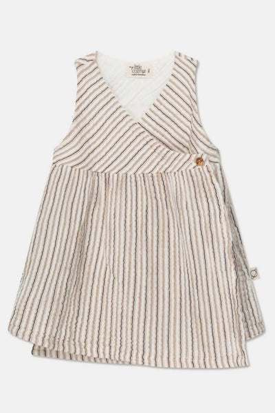 Gauze stripe wrap baby dress - Ivory - 6M - Dresses
