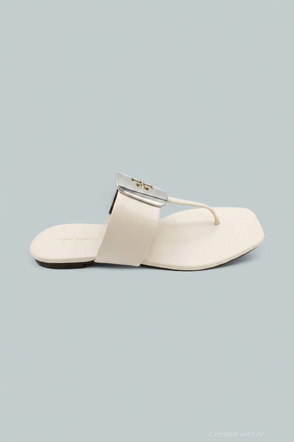 Georgia Slip On Thong Sandals - Light Cream - 6 - Sandals