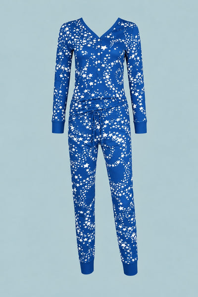 Women's Jogger/Henley Pajama Set - Star Swirls