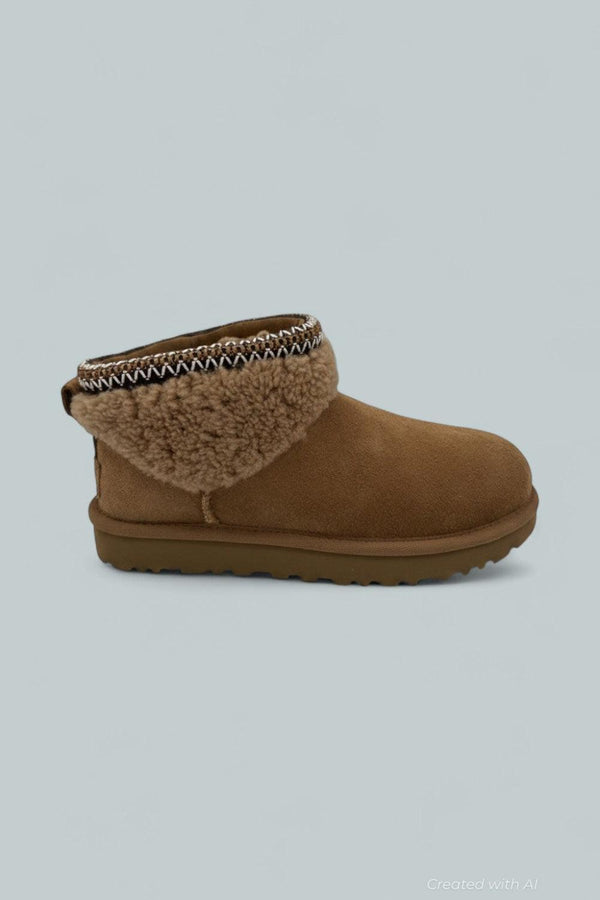 Girl’s Suede Classic Ultra Mini Curly Boots - Brown - Boots