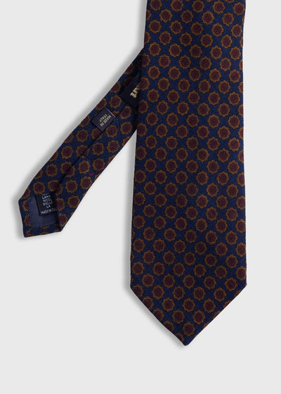 Printed Wool Medallion Tie - Purple
