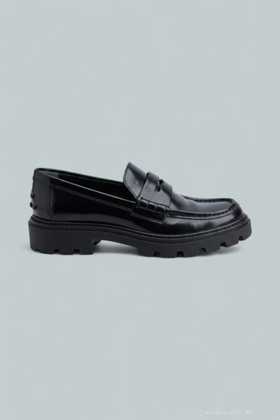 Gomma Pesante Leather Penny Loafers - Black - 8 - Loafers