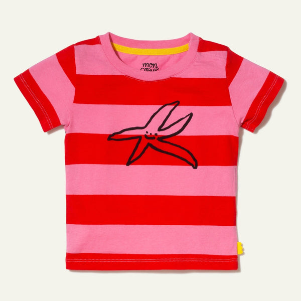 Stripe Starfish Baby T-Shirt - Aurora Pink