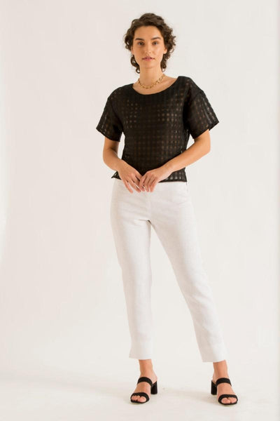 Sheer Check Top - Black