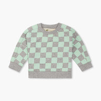Summer Sporty Sweatshirt - Mint Check on Heather Grey