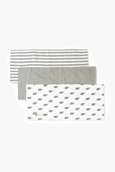 3-Pack Muslin Burp Cloths - Grey