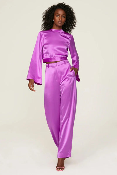 Silky Wide Leg Trousers - Pink