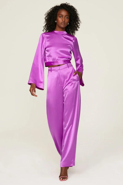 Silky Wide Leg Trousers - Pink