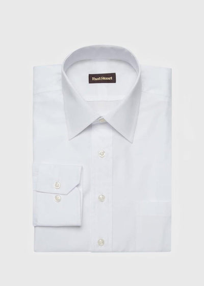 White Broadcloth Cotton Dress Shirt - White - Dress Shirt