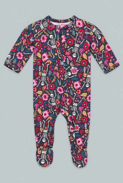 Zipper Footie Dia De Los Muertos - Day Of The Dead