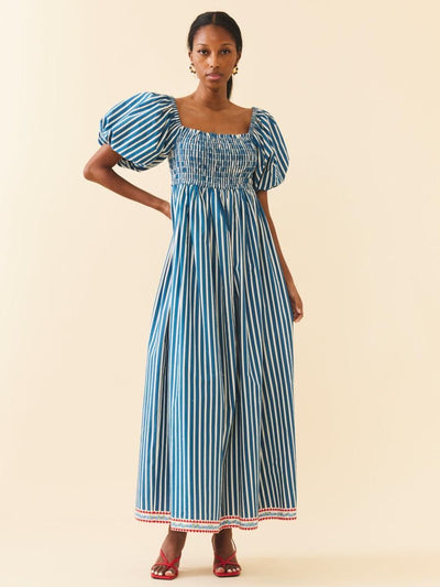 Aurora Dress - Navy Stripe