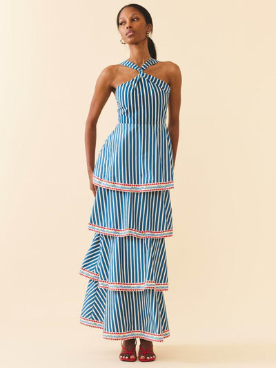 Emma Dress - Navy Stripe