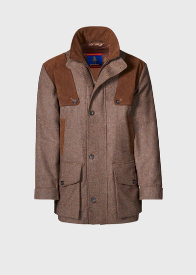 Tweed Hunting Jacket with Suede Trim - Brown - Jacket