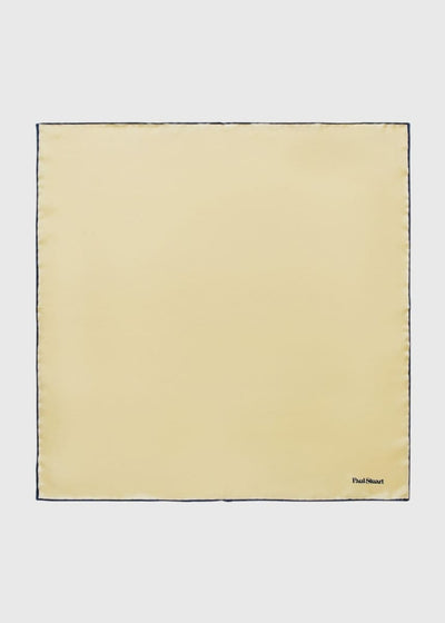 Hand Screen Printed Silk Pocket Square - Yellow/Navy - ONE SIZE - Pocket Square