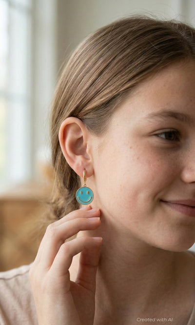 Happy Hoops - Turquoise - One Size - Earrings