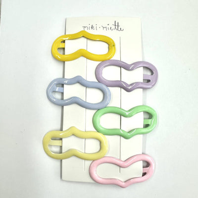 Heart Enamel Clip 6Pc Set - Rainbow - OS - Hair Accessories