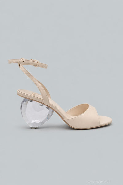 Heart Heel Sandals - Cream - US W 9 - Sandals