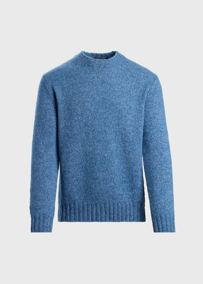 Heather Solid Alpaca Blend Crewneck Pullover - Blue - Pullover