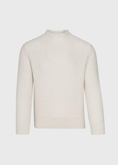 Heavy Ribbed Alpaca Pullover Sweater - White - XXL (46) - Sweater