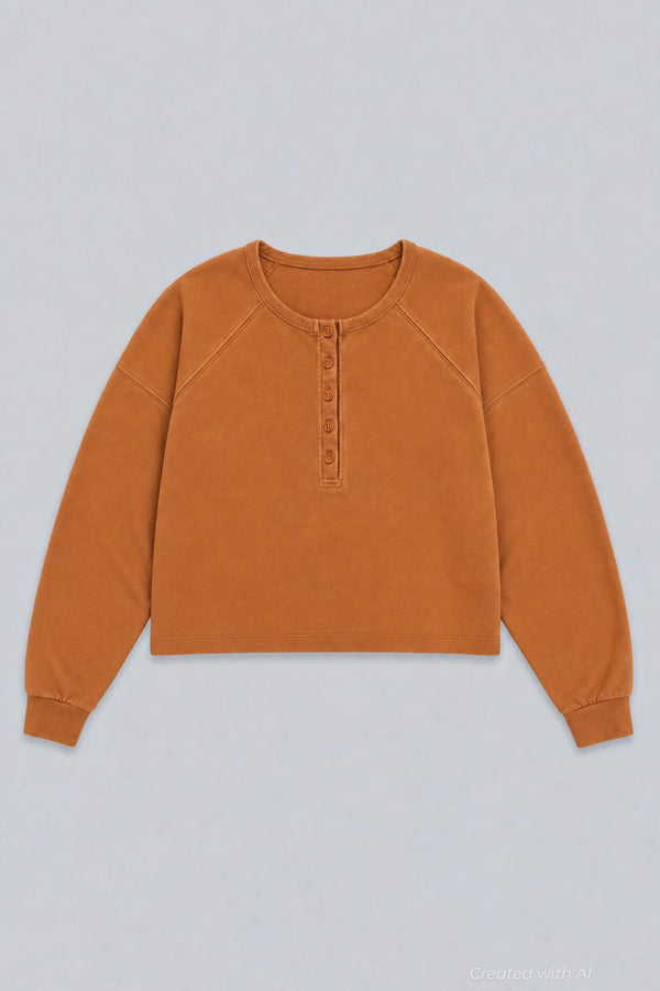 Henley Sweatshirt - Camel - Sweatshirt