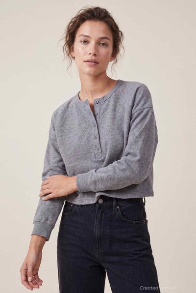 Henley Sweatshirt - Heather Gray - Sweatshirt