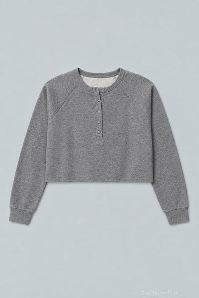 Henley Sweatshirt - Heather Gray - Sweatshirt