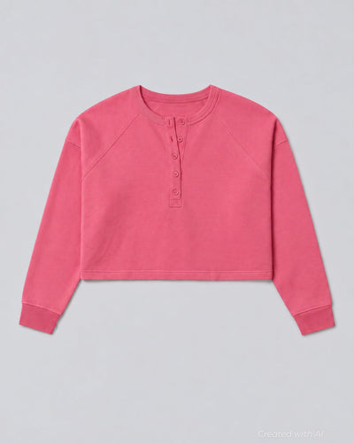 Henley Sweatshirt - Pink - Sweatshirt