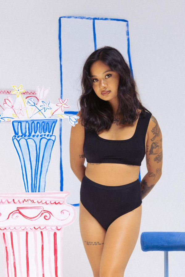High Waist Thong - Black - FINAL SALE - Underwear