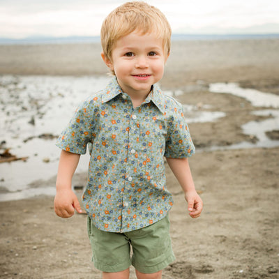 Boys Collar Shirt - Cottage Floral