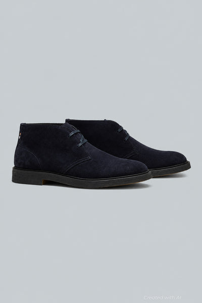 Hugo BOSS Mens Calev Suede Desert Boots - Dark Blue - Boots